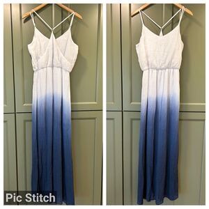 Stitch Fix Fortune + Ivy White Navy Ombré Maxi Dress